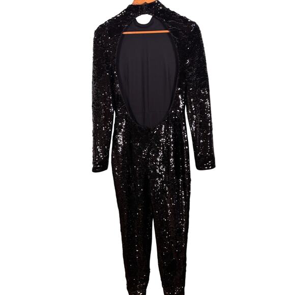 NBD Women's Black Sequin Long Sleeve Jumpsuit Small - Picture 4 of 4